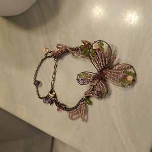 Whimsical beaded butterfly bracelet